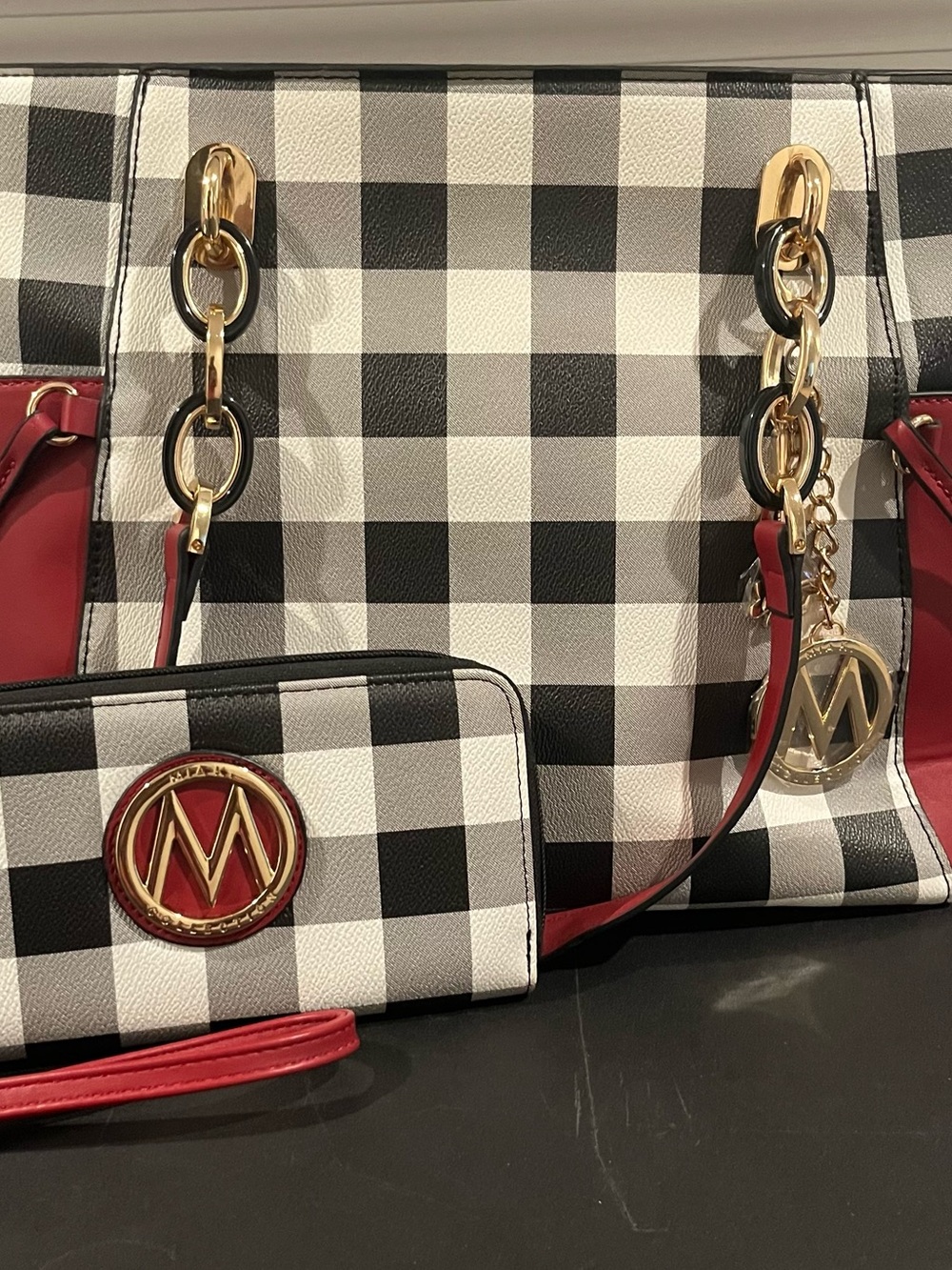 MKF Collection Plaid Tote Bag with Matching Wallet-Wristlet strap-Mia K Bonita